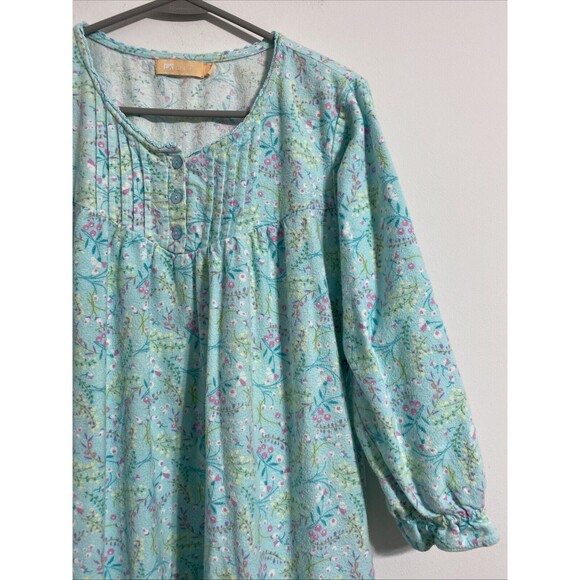 La Cera Nightgown Women's S Flannel Pockets Floral Grandma Cottagecore Peasant - Picture 4 of 16
